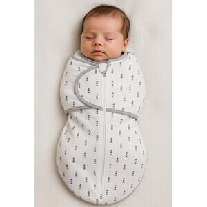 SwaddleDesigns Omni Swaddle Sack – Small (0–3 Months) White/Grey Adjustable Wrap